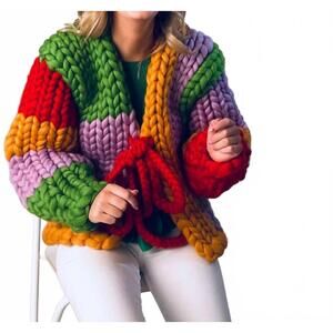 NEW HOPE MACAULAY cherry colossal knit jacket in green/red/purple/orange